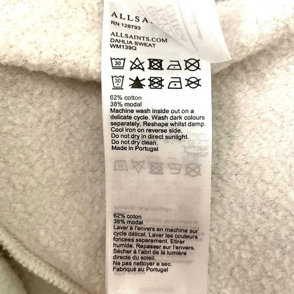 All Saints Dahlia Sweatshirt Cardigan Size Small Color Nude Stone - Picture 7 of 9